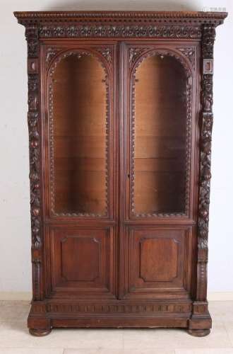19th century French mahogany carved bookcase with