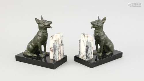 Two Art Deco bookends with sheepdogs. Circa 1930.