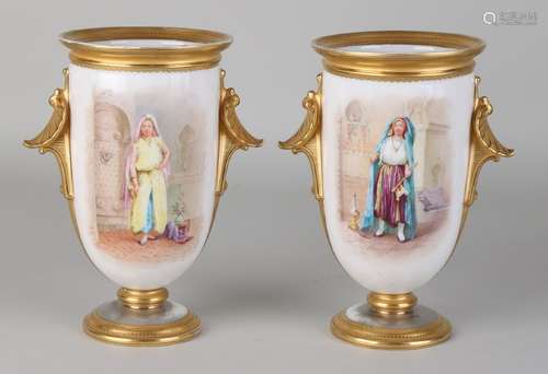 Two beautiful 19th century hand-painted porcelain vases