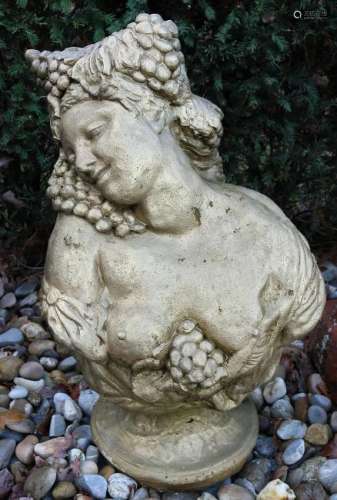 Concrete cast garden statue. Arab woman. Gold colored.