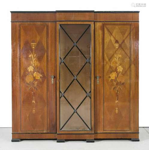 Large German removable walnut Biedermeier style cabinet