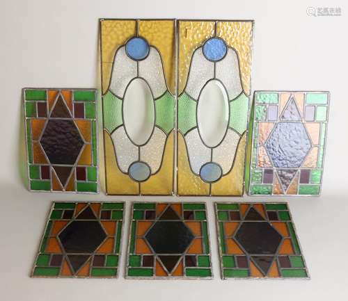 Seven antique stained glass windows. First half of the