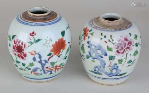 Two 18th - 19th century Chinese porcelain ginger pots