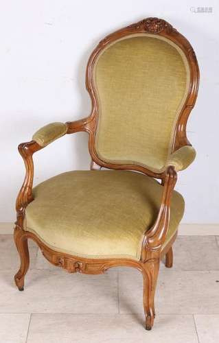 Antique German walnut Louis Philippe armchair with good