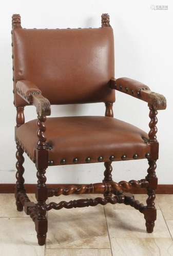 Leather armchair (office chair) with twisted legs and