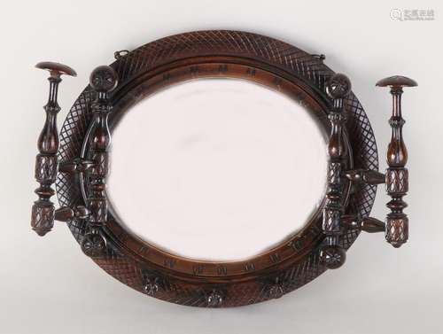 19th century English mahogany wall mirror with hat