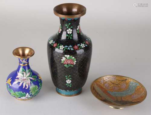 Three times old cloisonne. 20th century. Consisting of: