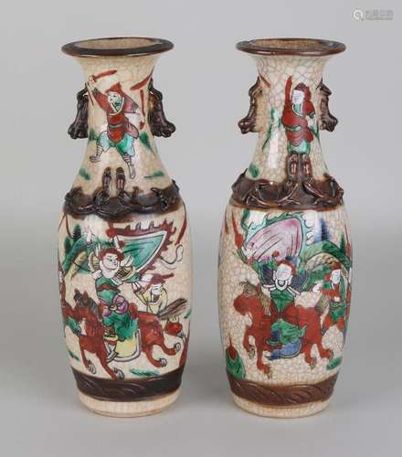 Two antique Chinese porcelain Cantonese vases. Circa