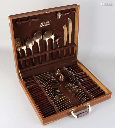 Brass cutlery set with wooden handles. KWV Royal Class.