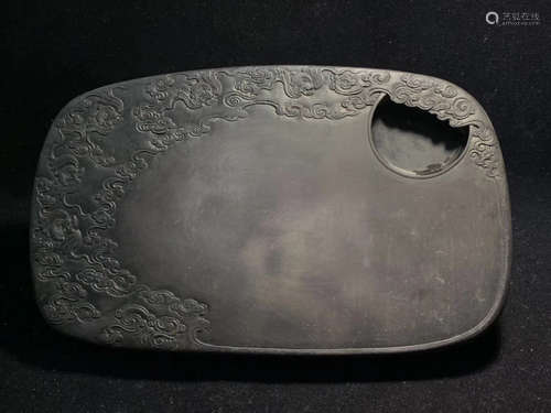 A DUAN STONE CARVED AUSPICIOUS PATTERN INK SLAB