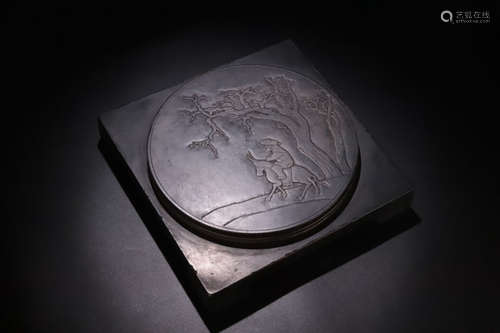 A DENG MUD CARVED STORY PATTERN INK SLAB