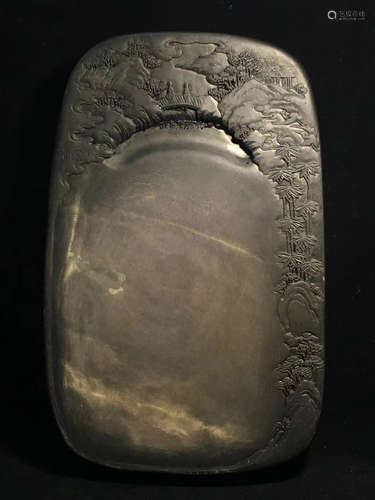 A DUAN STONE CARVED LANDSCAPE PATTERN INK SLAB