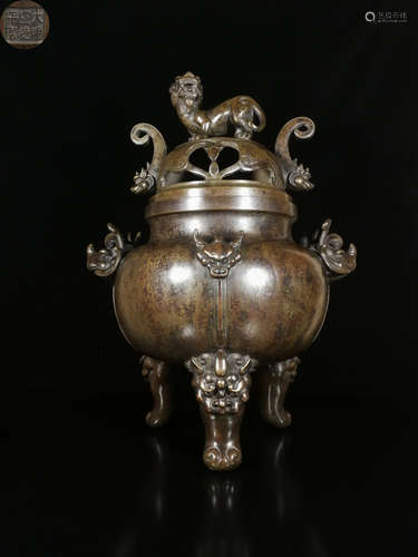 A BRONZE CASTED BEAST PATTERN CENSER