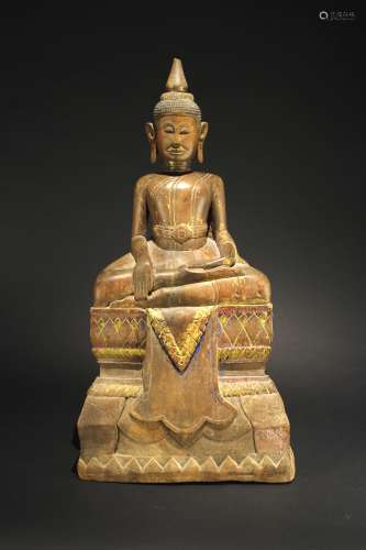 古董泰国木雕佛座像