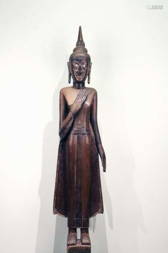 古董泰国木雕佛立像
