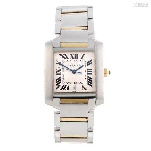 CARTIER - a Tank Francaise bracelet watch.