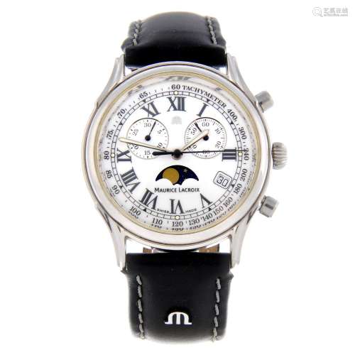 MAURICE LACROIX - a gentleman's Les Classiques moonphase chronograph wrist watch.