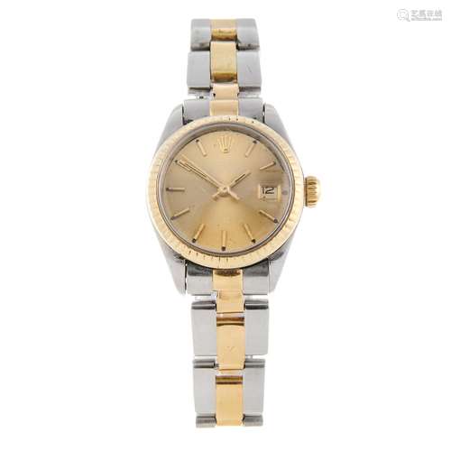 ROLEX - a lady's Oyster Perpetual Date bracelet watch.