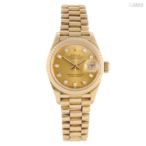 ROLEX - a lady's Oyster Perpetual Datejust bracelet watch.