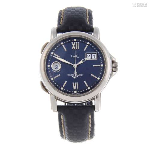 ULYSSE NARDIN - a gentleman's GMT Big Date San Marco wrist watch.