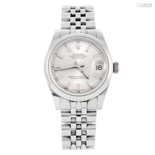 ROLEX - a lady's Oyster Perpetual Datejust 31 bracelet watch.