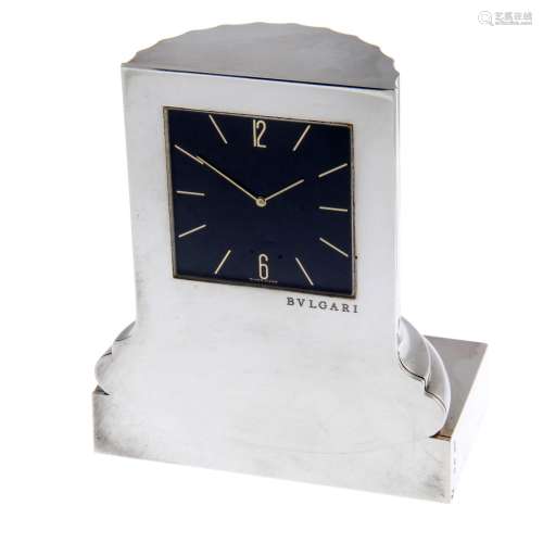 A desk clock by Bulgari.