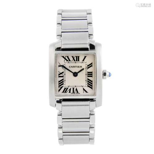 CARTIER - a Tank Francaise bracelet watch.