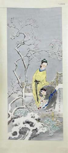 Rollbild, Japan, 20. Jh., Darstellung einer jungen Dame