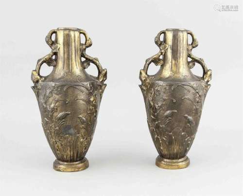 Paar Metallvasen (Bronze?), Frankreich, um 1900,