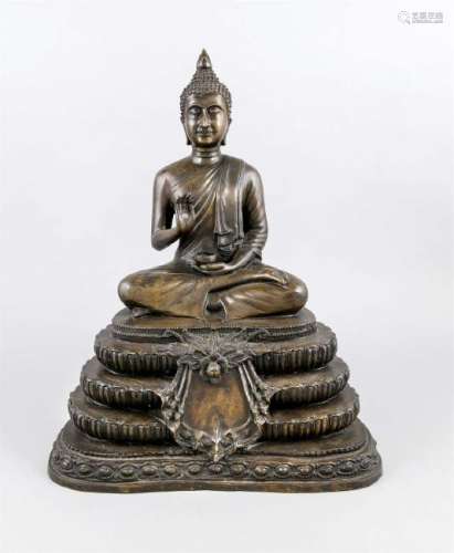 Großer Buddha, wohl Thailand, um 1900, Bronze,