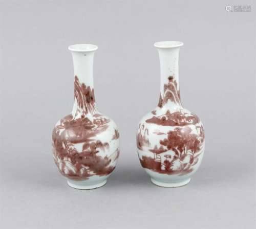 Paar kleine Flaschenvasen, China, wohl 19. Jh.,