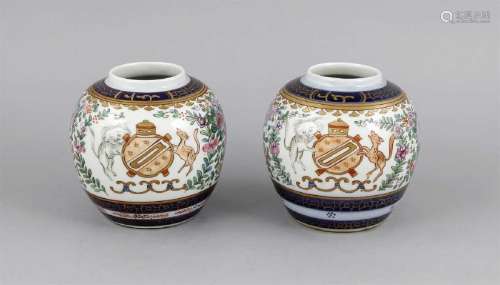 Paar Ingwertöpfe, Japan, 1. H. 20. Jh., Dekor in