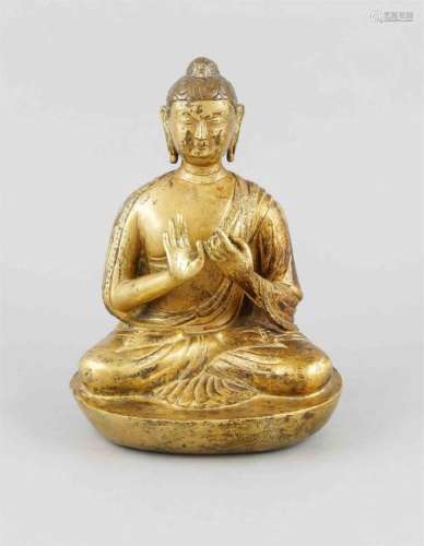 Buddha, China/Tibet, 19./20. Jh., Bronze vergoldet. Im