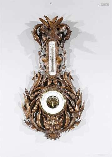 Großes Jugendstil-Wandbarometer mit Thermometer,