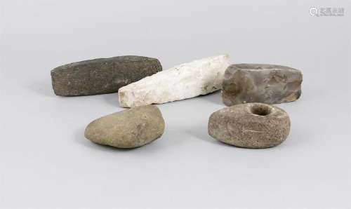 6 Teile Prähistorica, steinzeitliche Werkzeuge.