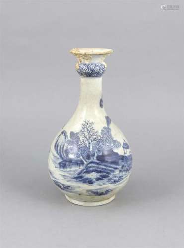 Blau-weiße Flaschenvase, China, wohl Exportware