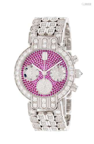 An 18 Karat White Gold, Diamond and Ruby 'Premier