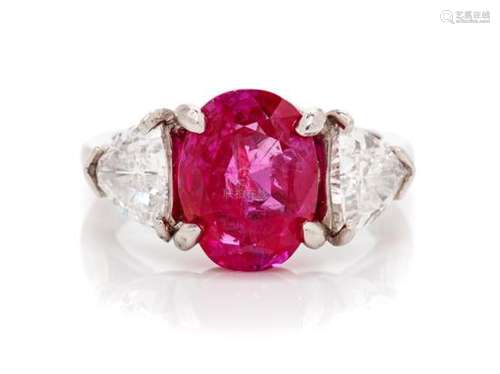 A Platinum, Ruby and Diamond Ring, 4.80 dwts.