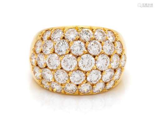 An 18 Karat Yellow Gold and Diamond Bombe Ring, 7.00