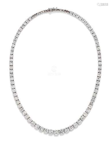 A Platinum and Diamond Riviere Necklace, 26.30 dwts.