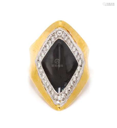 An 18 Karat Yellow Gold, Platinum, Diamond and Enamel