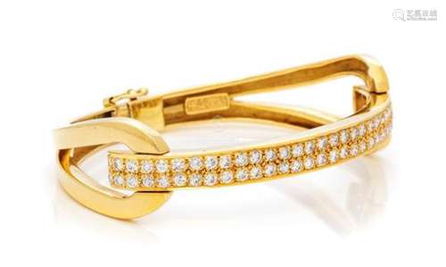 A Yellow Gold and Diamond Bangle Bracelet, Giancarlo,