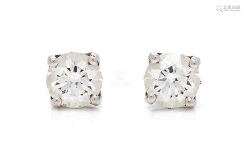 A Pair of Platinum and Diamond 'DB Signature' Stud