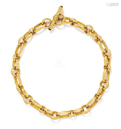 * An 18 Karat Yellow Gold, Diamond and Onyx Necklace,