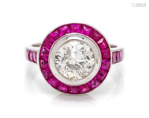 A White Gold, Diamond and Pink Sapphire Ring, 4.00