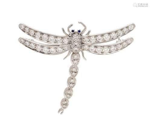 A Platinum, Diamond and Sapphire 'Enchant' Dragonfly