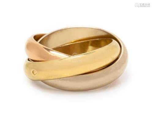 An 18 Karat Tricolor Gold 'Trinity' Ring, Cartier,