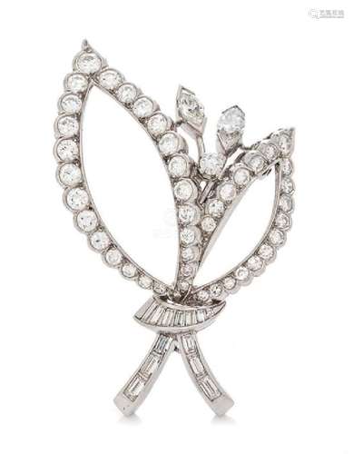 A Platinum and Diamond Brooch, 6.00 dwts.