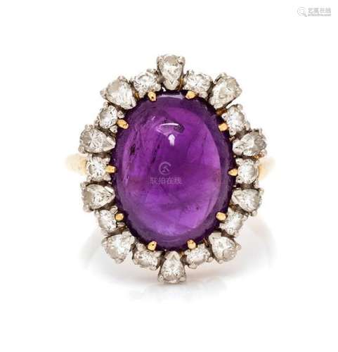 * A Platinum, 14 Karat Yellow Gold, Amethyst and