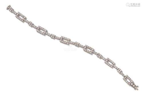 A 14 Karat White Gold and Diamond Bracelet, 8.05 dwts.